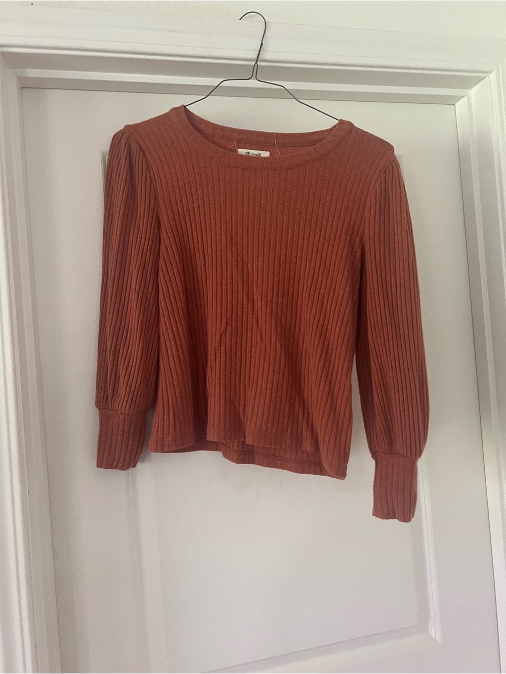 Madewell Ribbed Crewneck Sweater in Rust/Copper